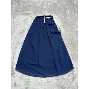 Norah Blouse Halter Style Sleeveless Women's Size Small ‎ Navy Blue Sheer EUC